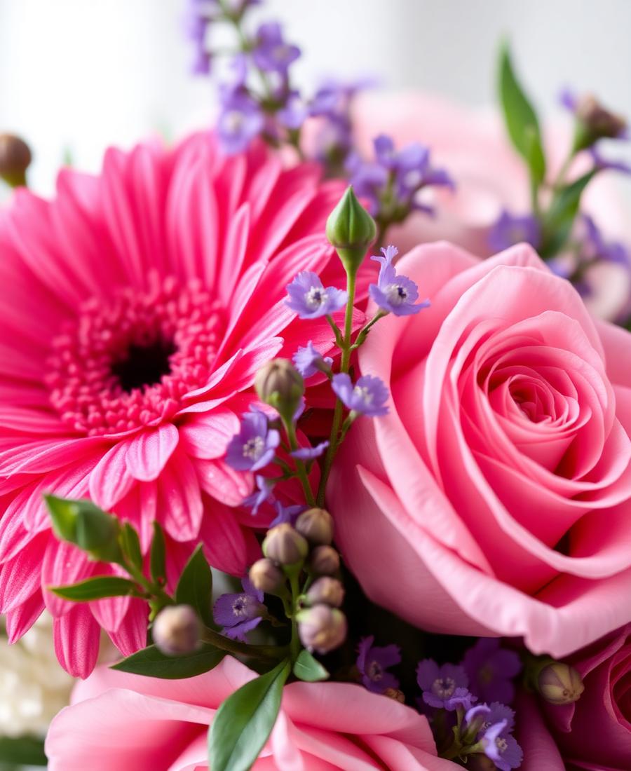 Roze rozen met paarse accenten
